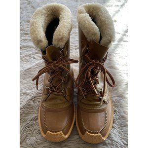 Vintage Sorel Made in Canada Brown Winter Fur Lined Chugalug Boots Women’s 7